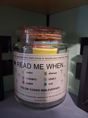 Color-Coded Bible Verses Jar - Inspirational Readings in Yellow, Pink, Blue